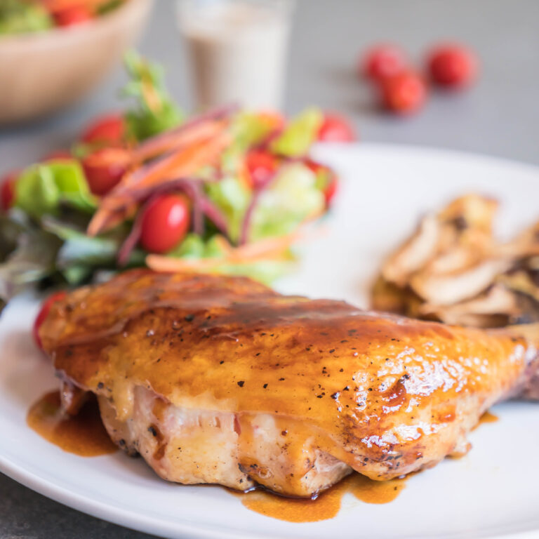 grilles chicken steak with teriyaki sauce